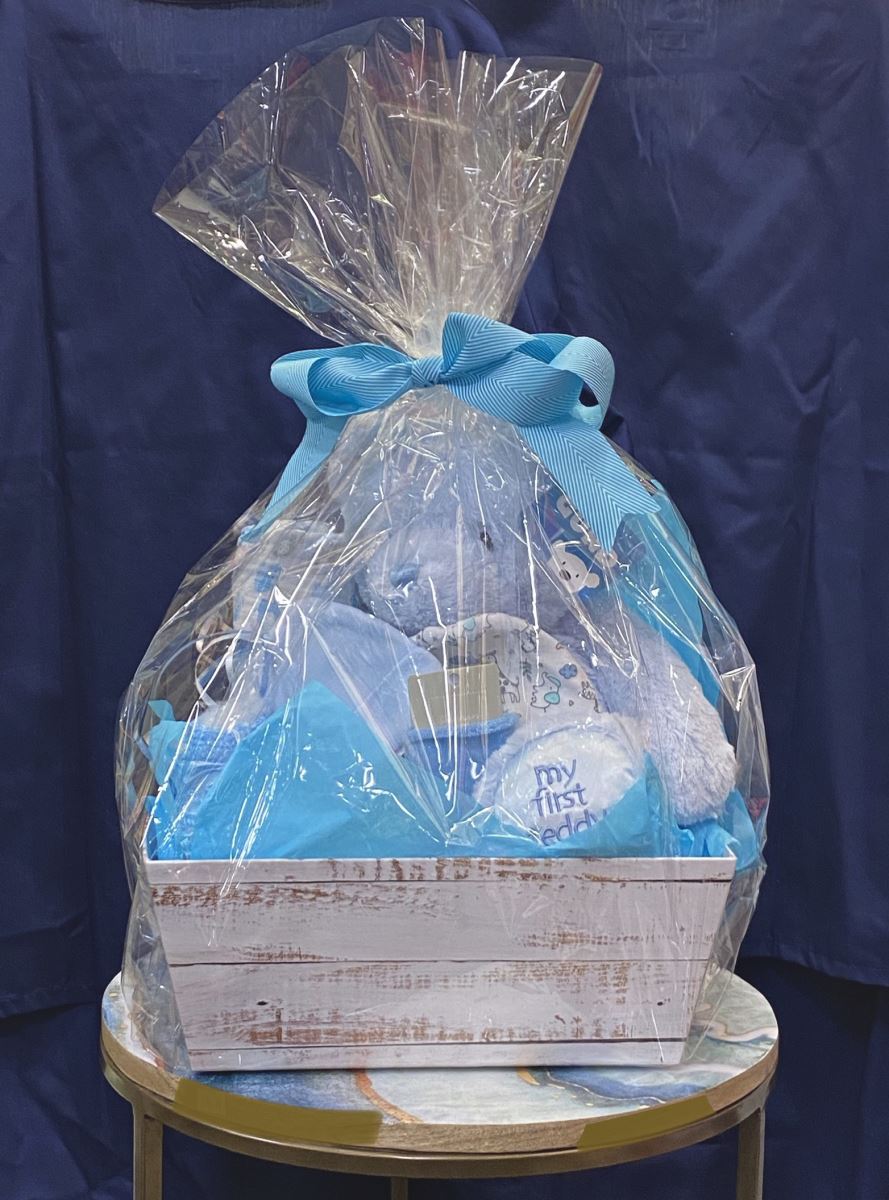 Baby Boy's First Teddy Gift Basket, 65